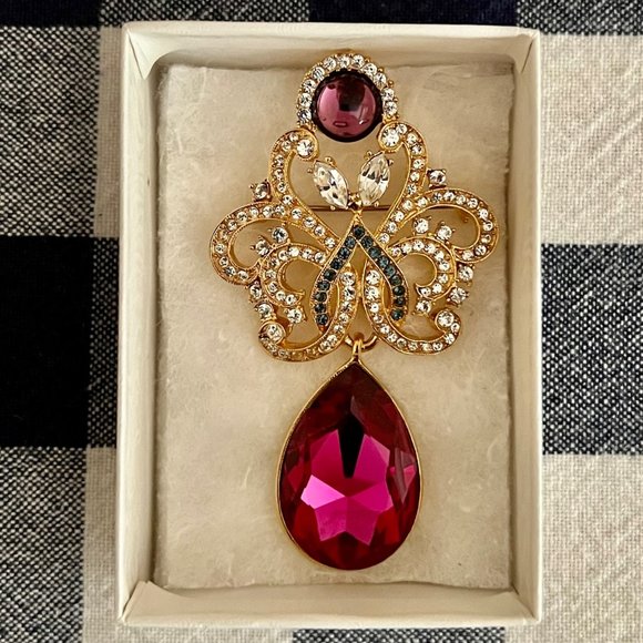 NIB Vintage Purple Rhinestone Brooch - Picture 2 of 8